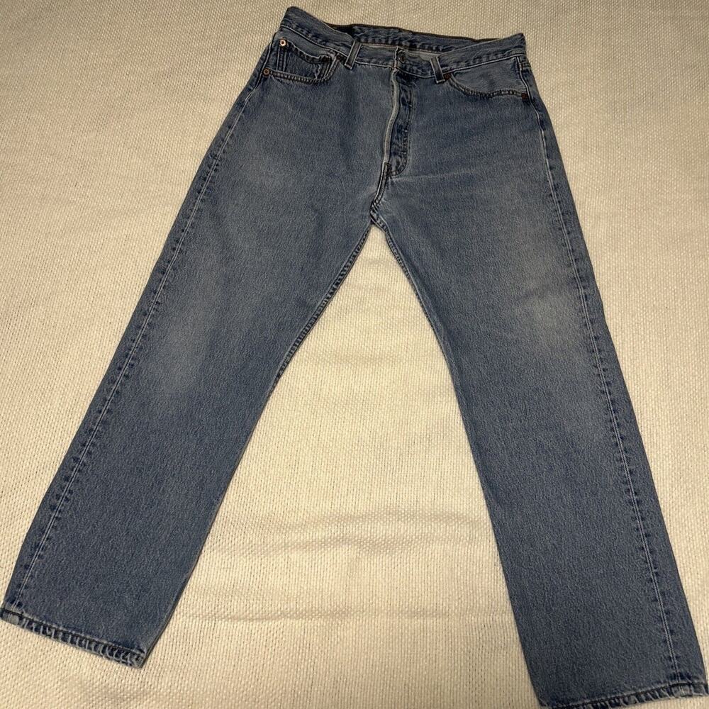 Vintage Levi's 501 Blue Jeans Size 35x30 Straight Leg Button Fly Made in USA